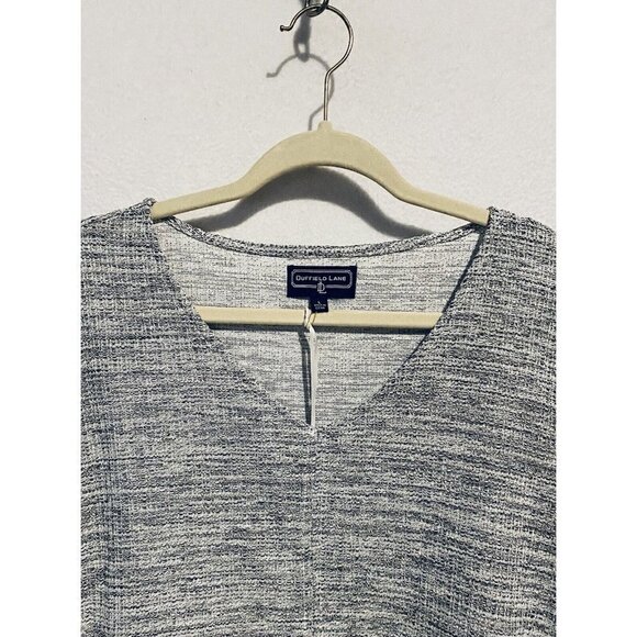 Duffield Lane Top Womens Large Gray Callie Tweed V Neck Stretchy Textured Boho - Picture 3 of 7